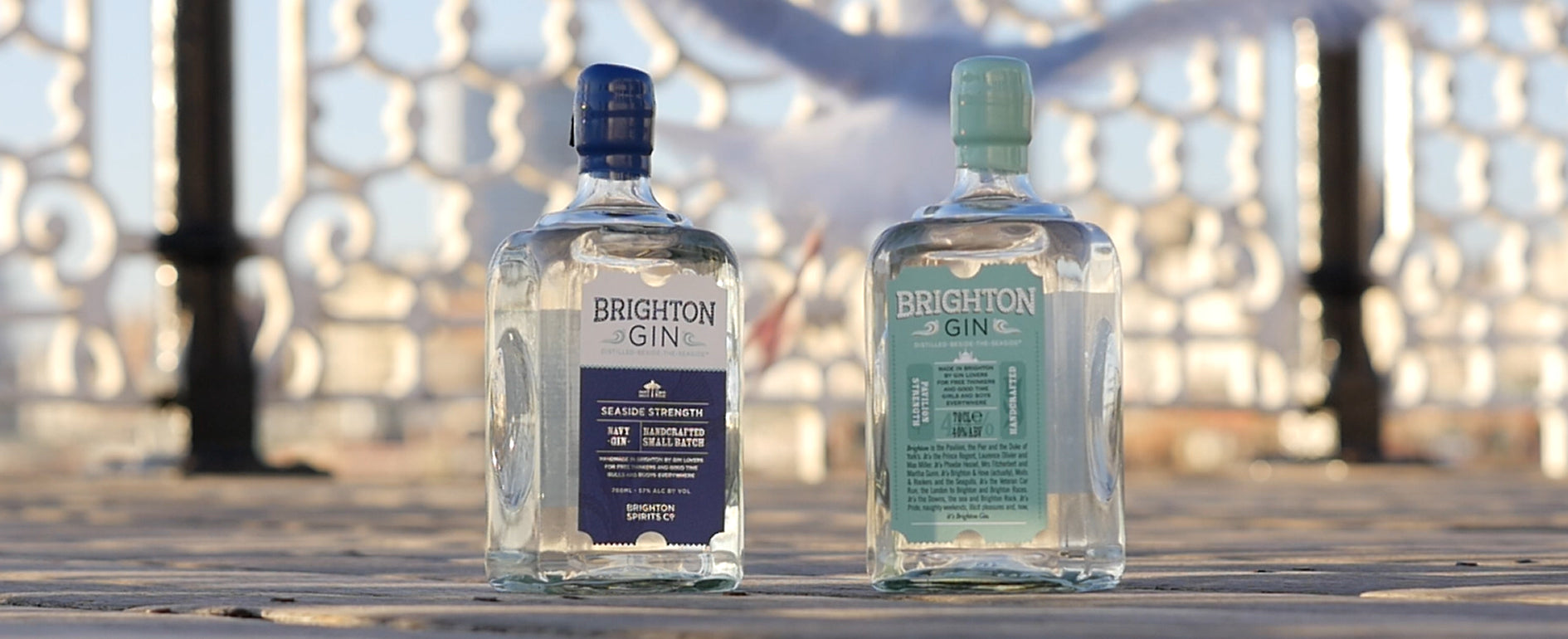 Brighton Gin Pavilion Strength and Seaside strength Gin Bottles