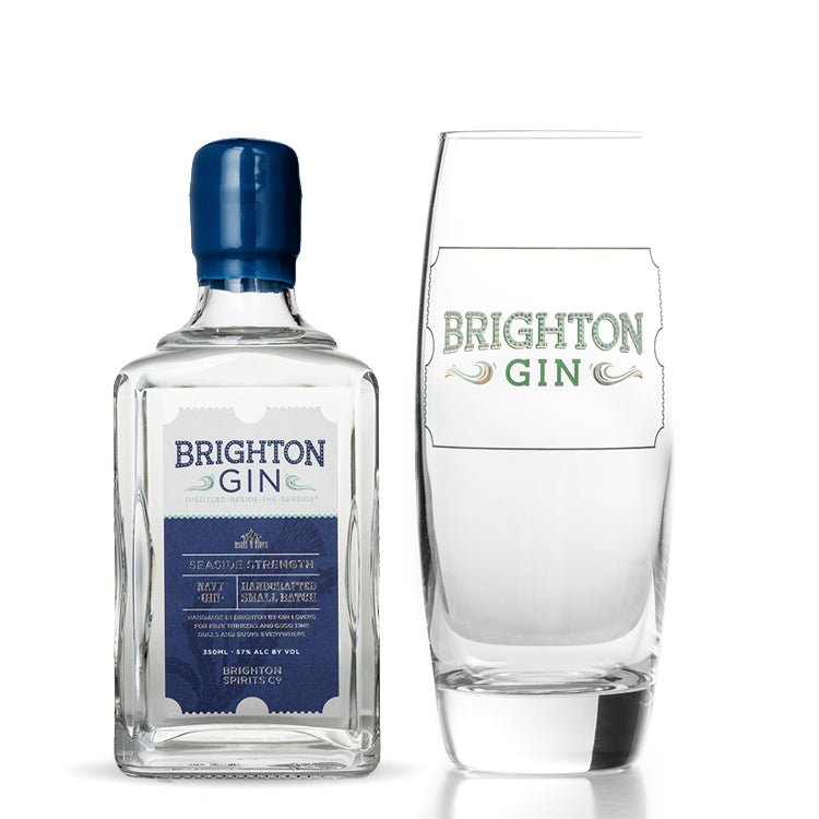350ml Brighton Gin Seaside Strength & branded highball glass