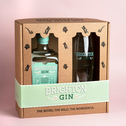 Brighton Gin Single Bottle Pavilion Strength (700ml) & Highball Glass