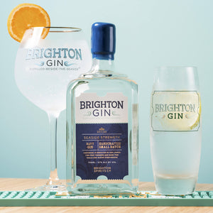 Brighton Gin Seaside Strength Navy Gin & Tonics served with a slice of lime or orange