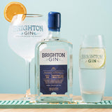 Brighton Gin Seaside Strength Navy Gin & Tonics served with a slice of lime or orange