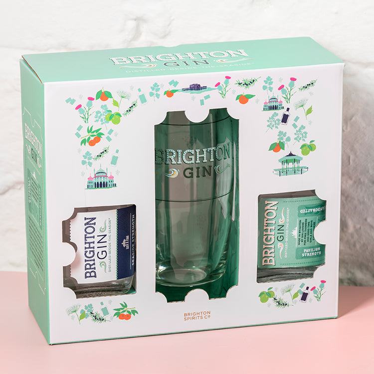 Brighton Gin Miniatures & Highball Glass Gift Set